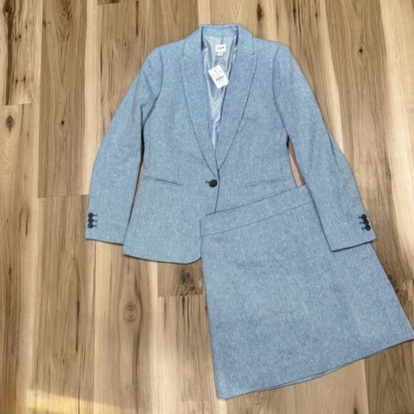 NEW J Crew Herringbone One Button Blazer and Mini Skirt Set Women’s 4 - Picture 1 of 9